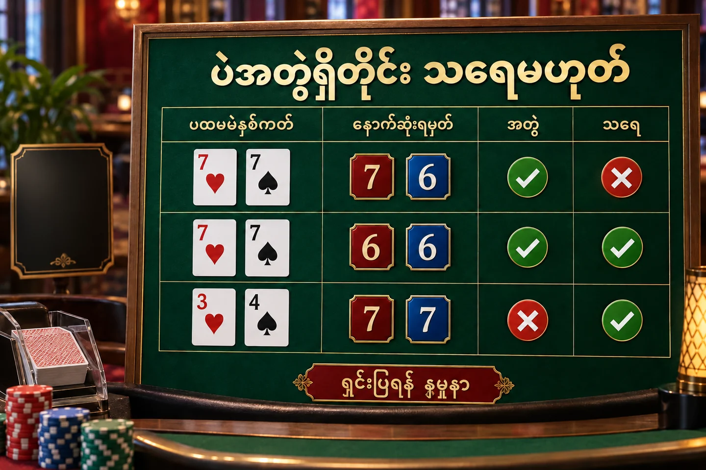 Pair ရှိခြင်းနှင့် နောက်ဆုံးသရေဖြစ်ခြင်း၏ နမူနာသုံးခုကို ခွဲပြထားပုံ